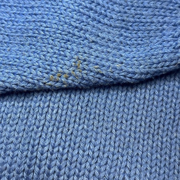 Vintage Andina Blue Yellow Western Town Teacher Sweater TINY FLAW - Picture 13 of 13